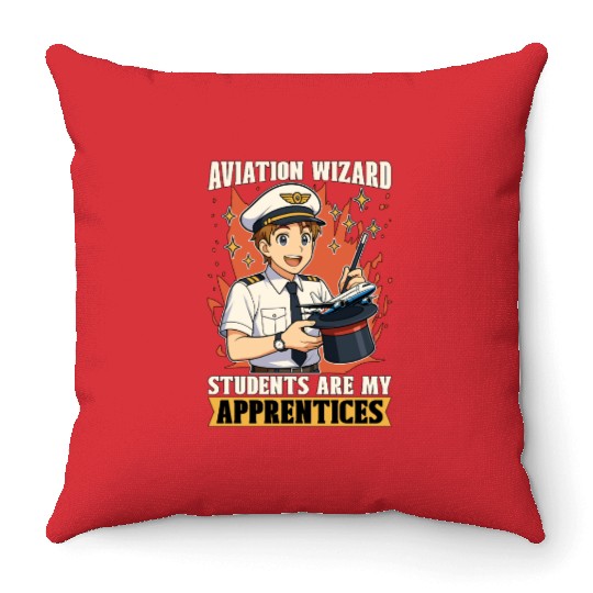 Flight Instructor Aviation Wizard Flight Trainer Throw Pillows