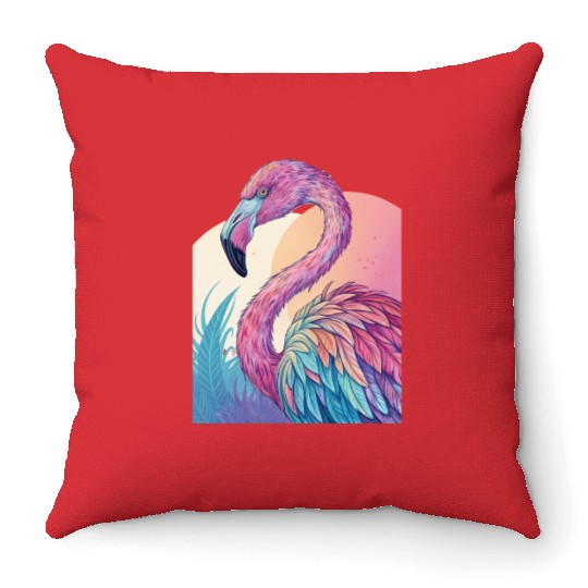 Psychedelic Flamingo Throw Pillows