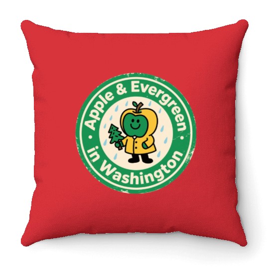 Pacific Northwest Charm Washington Vintage Apple Throw Pillows