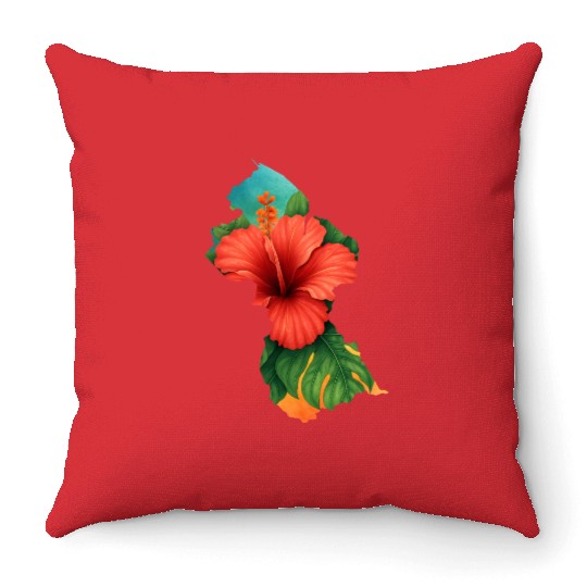 Floral Spirit of Guyana – Hibiscus Edition Throw Pillows