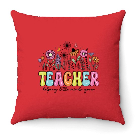 Teacher Flower Floral Dalmatian Dots Throw Pillows