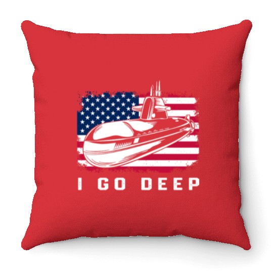 Patriotic American Submarine Veteran Throw Pillows