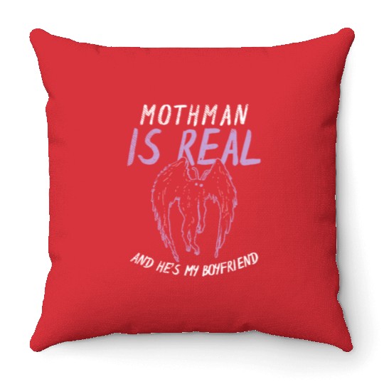 Mothman Is My Boyfriend For Cryptid Lover Throw Pillows