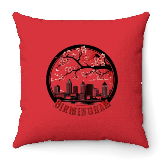 Birmingham City Albm skyline USA Throw Pillows