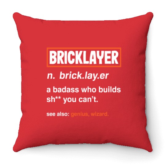 Bricklayer Definition Genius Wizard Humor Throw Pillows