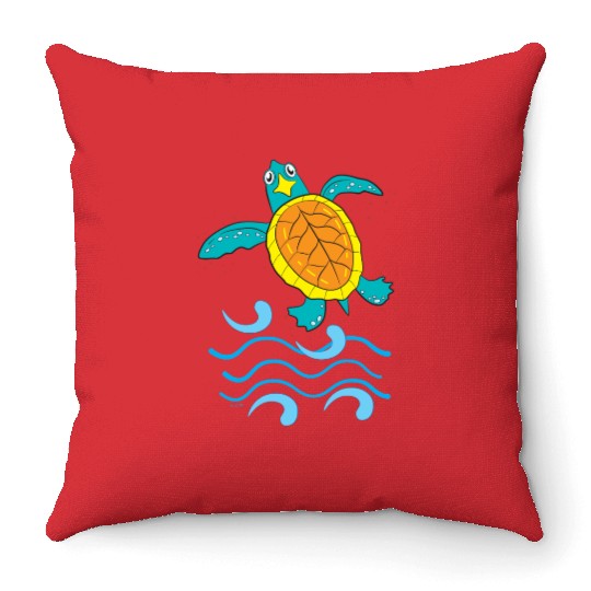 Cute Hawksbill Baby Sea Turtle Throw Pillows