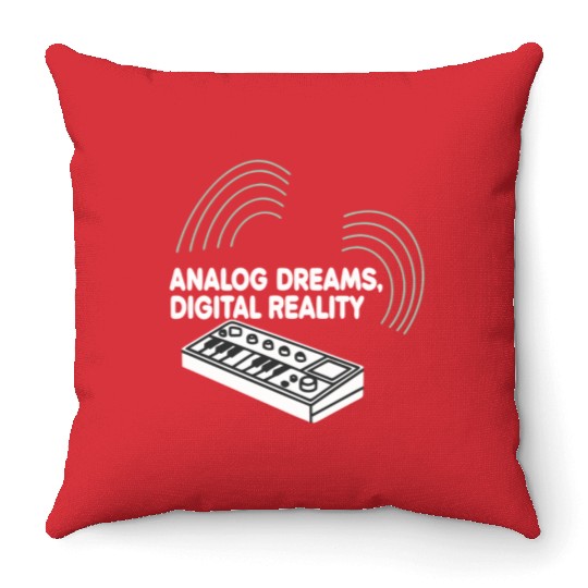 Analog Dreams Digital Reality Synth 80s 90s Throw Pillows