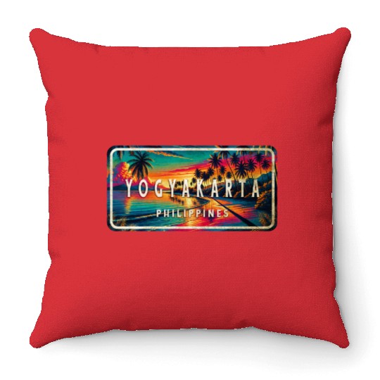 Yogyakarta - Tropical Retro Throw Pillows
