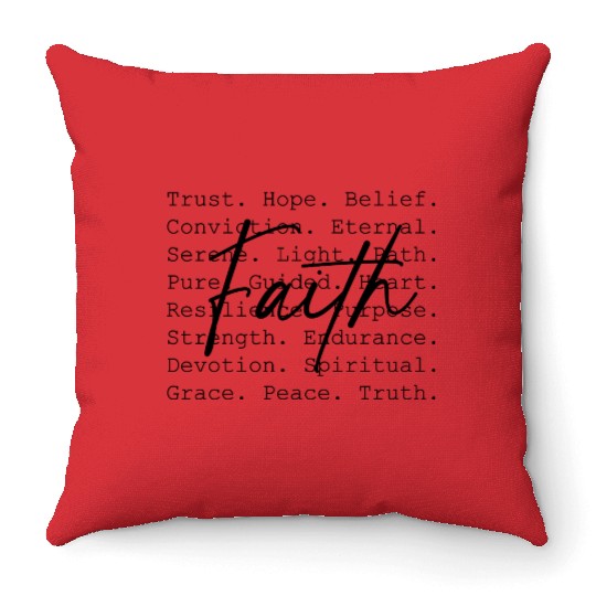 Faith Words Religious Christian Throw Pillows