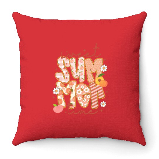 Sweet Summer Time Preppy Peach Throw Pillows