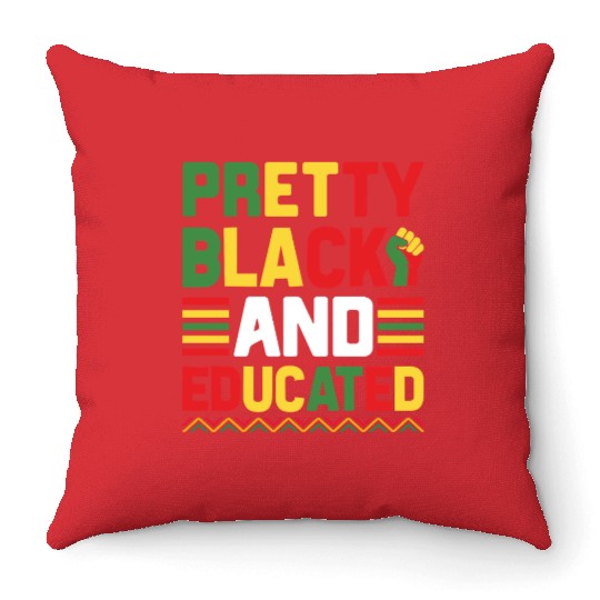 Pretty Black And Educated Juneteenth Throw Pillows