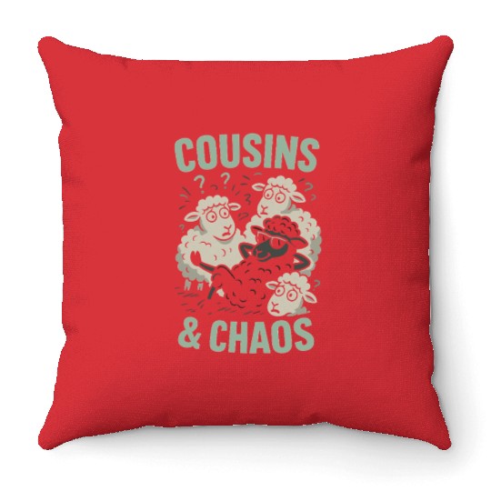 Funny Black Sheep Cousin Quirky Family Outcast Throw Pillows