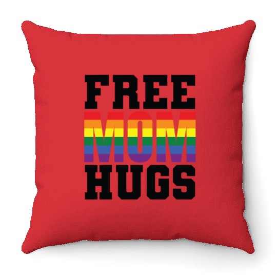 Gay Pride Free Mom Hugs Throw Pillows