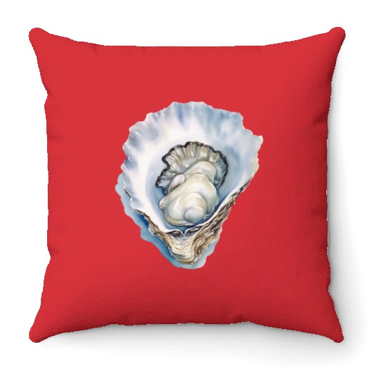 Watercolor Oyster Shell Throw Pillows