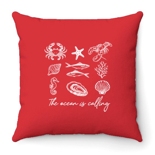 Summer vacation the ocean is calling Throw Pillows