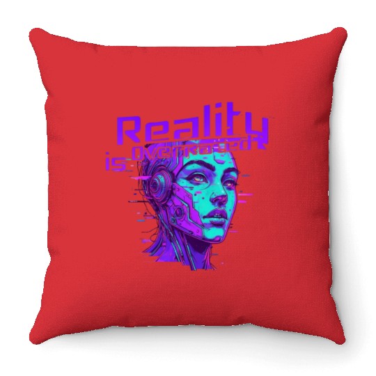 Reality is Overrated – Vaporwave Cyberpunk Throw Pillows