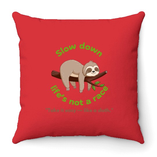 Take It Slow – Sloth Vibe Throw Pillows for Kids & Youth