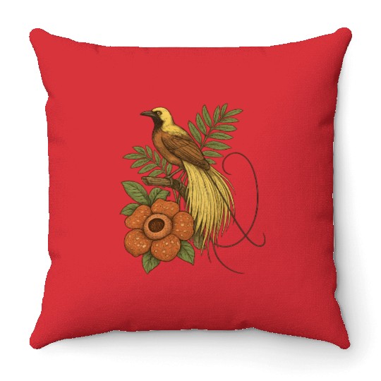 Bird of Paradise Rafflesia Throw Pillows