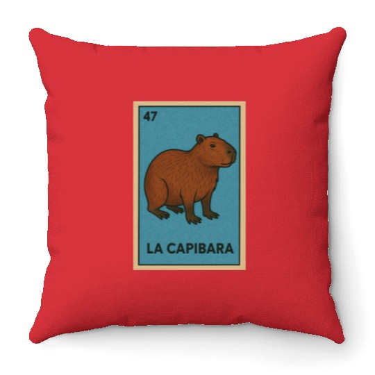 LA CAPIBARA - THE CAPYBARA - LOTERÍA CARD Throw Pillows