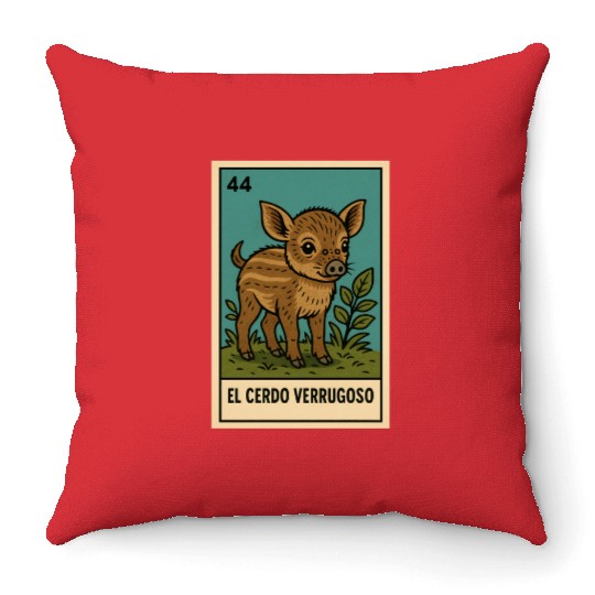 EL CERDO VERRUGOSO - THE WARTY PIG - LA LOTERÍA Throw Pillows