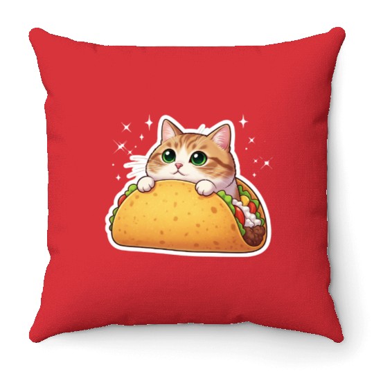 Taco Cat | Cute Kitty in a Taco | Purrfectly Tasty Throw Pillows