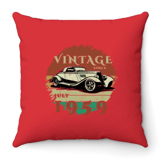 66th birthday Classic Car - Vintage since 07/1959 Throw Pillows