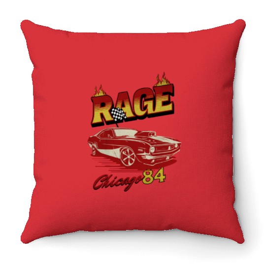 Vintage Rage Chicago 84 Muscle Car Art Throw Pillows