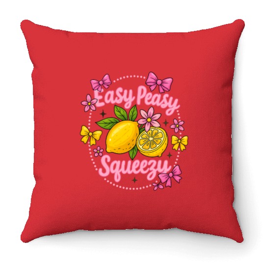 Preppy Lemon Summer Lemon Coquette Throw Pillows