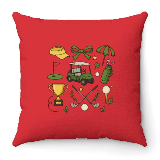 Preppy Golf Coquette Golf Throw Pillows