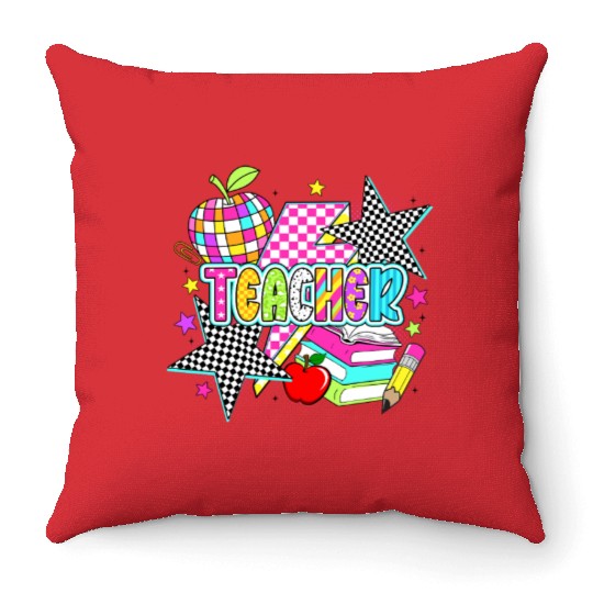 Retro Teacher Preppy Teacher Throw Pillows