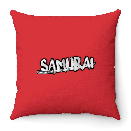 Samurai katana Throw Pillows