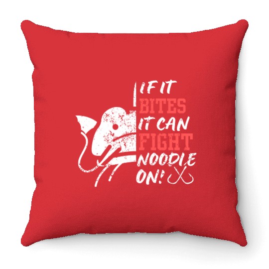 If It Bites It Can Fight Cat Fishing Throw Pillows