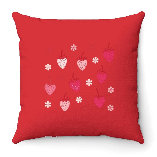 Strawberry Seamless Pattern Summer Vacation Throw Pillows