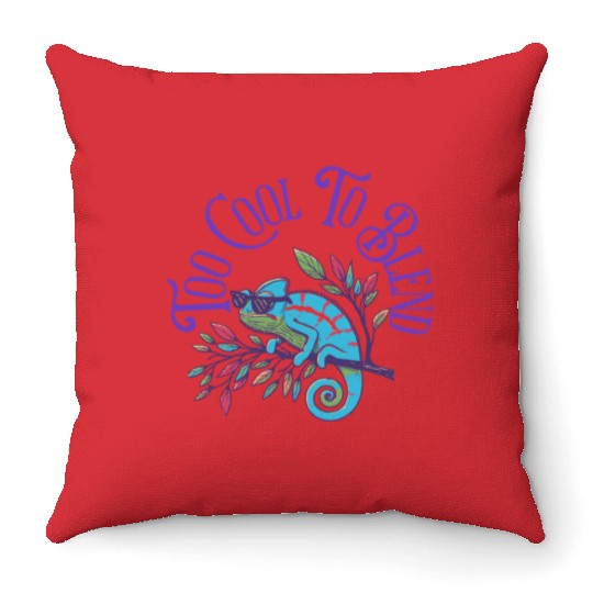 Too Cool to Blend – Chameleon Attitude Throw Pillows