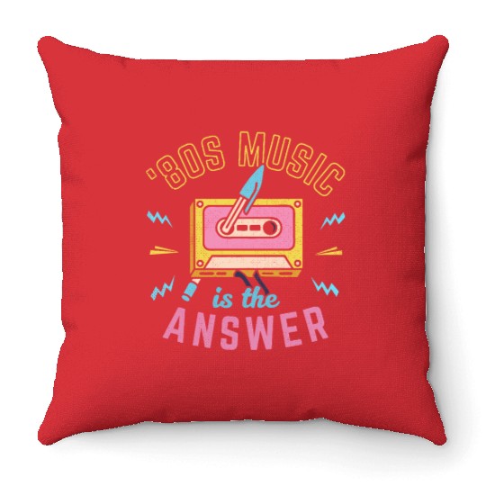 80s Music Is The Answer Throw Pillows
