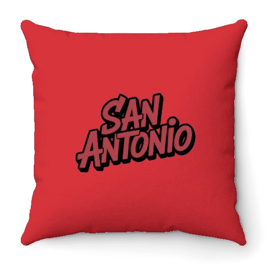 San Antonio Text Design Throw Pillows