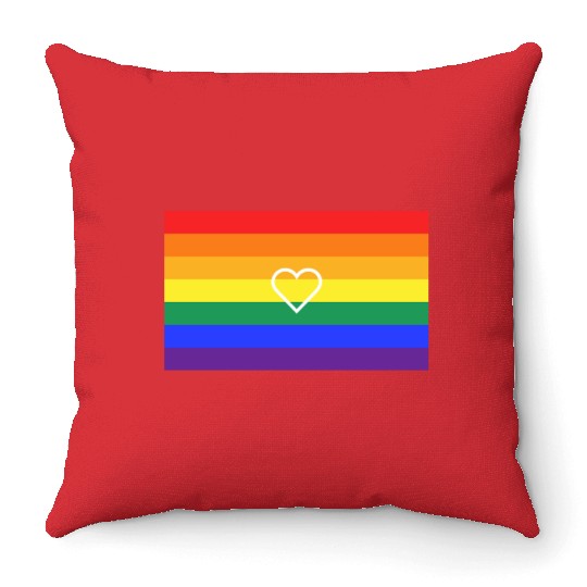 Rainbow Heart Pride Flag Throw Pillows