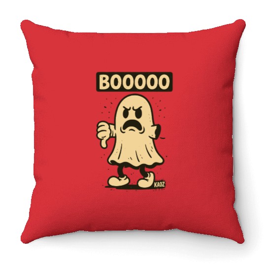 Angry Ghost – BOOOOO thumbs-down Throw Pillows