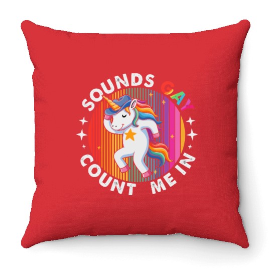 Dancing Unicorn Cowboy Hat Throw Pillows