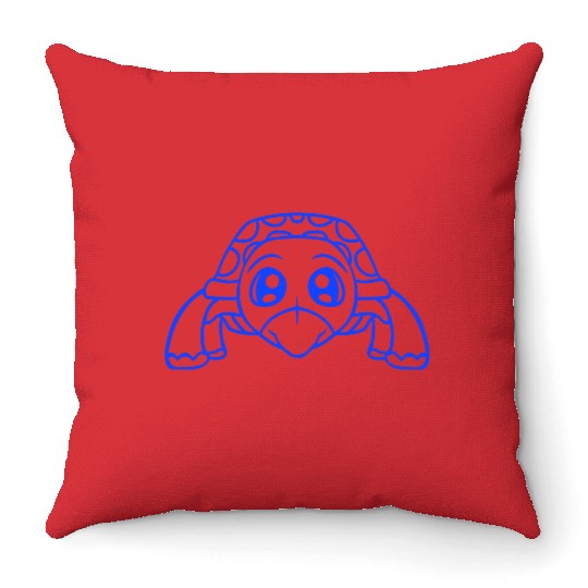 Turtle cute googly eyes little child happy cool Throw Pillows