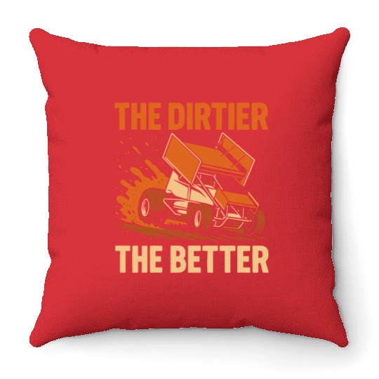 Sprint Car Racing Dirt Track Speed Oval Race Throw Pillows