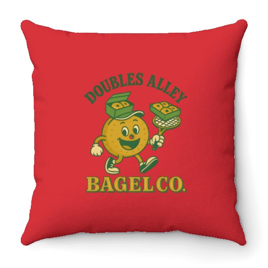Funny Tennis Humor Throw Pillows - Doubles Alley Bagel Co.