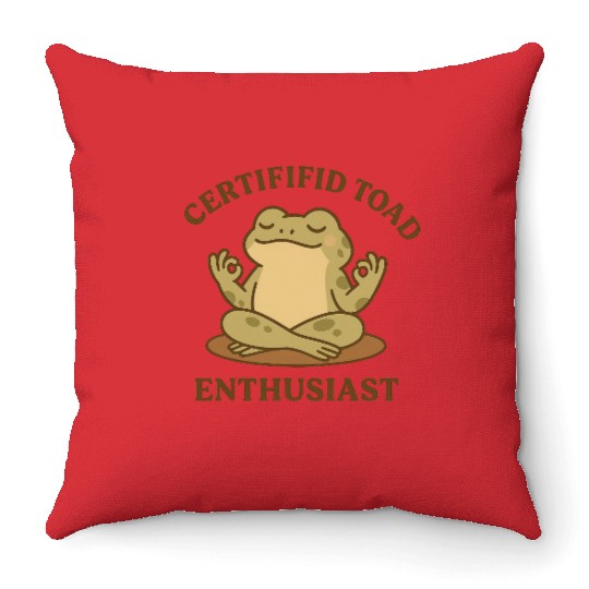 Certififid Toad Enthusiast Throw Pillows