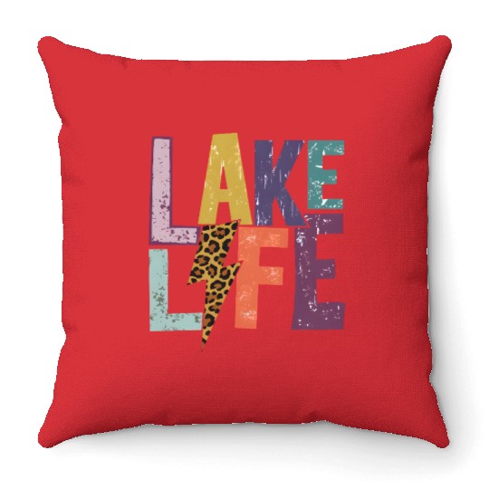 Lake Life bolt Throw Pillows