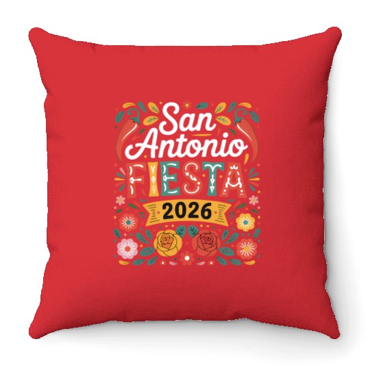 San Antonio 2026 Fiesta Cinco De Mayo Texas Throw Pillows