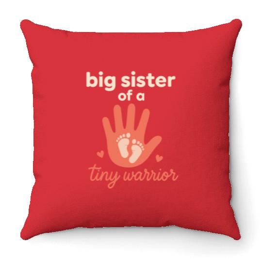 NICU Sibling Preemie Big Brother Big Sister Throw Pillows