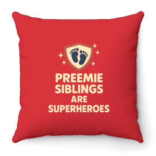 NICU Sibling Preemie Big Brother Big Sister Throw Pillows