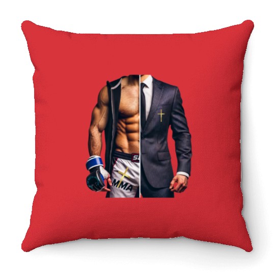 MMA Fighter Business Man Best of both worlds Throw Pillows