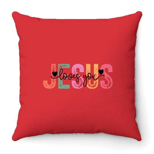 Christian Jesus Loves You Throw Pillows