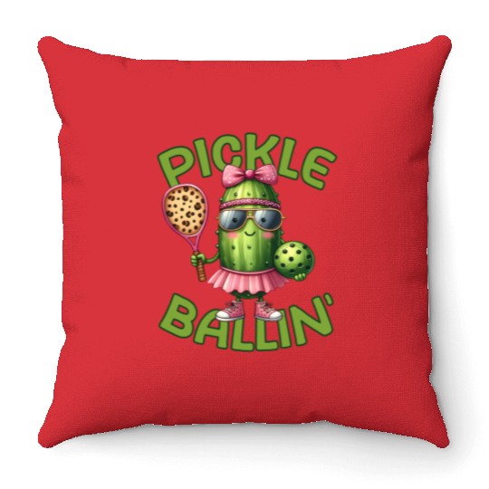 Pickle Ballin Pickleball Dink This Throw Pillows